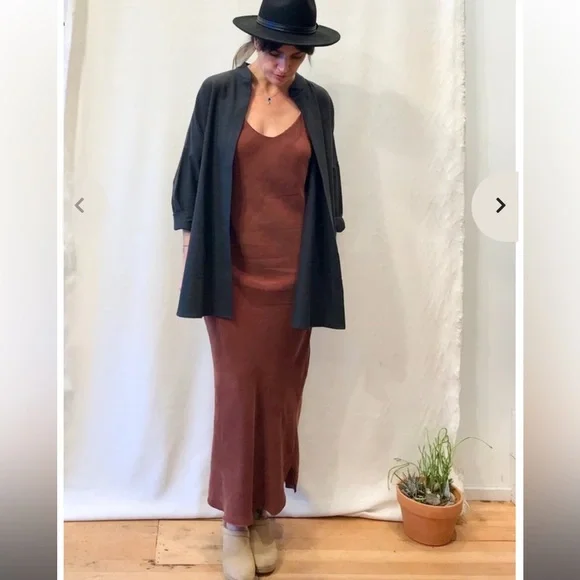 Ozma Cupro Anaise Slip Dress in Adobe - Picture 3 of 13